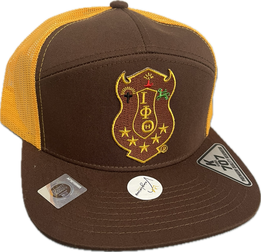 Iota Phi Theta Shield Hat – Brown & Gold Edition