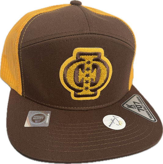 Iota Phi Theta ALL-IN-ONE Trucker Hat – Brown & Gold Edition