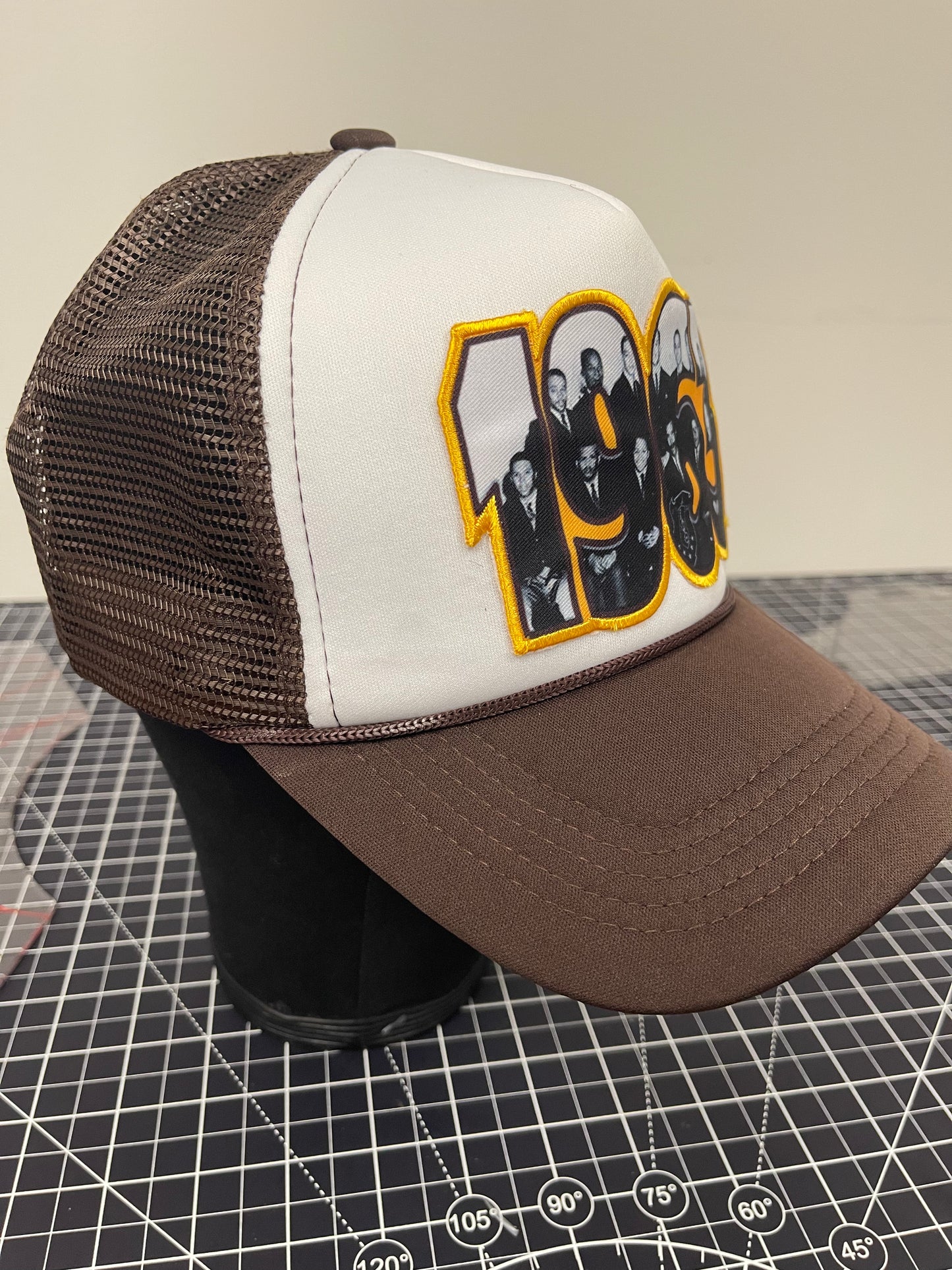 1963 Founders Trucker Hat – White/Brown Edition