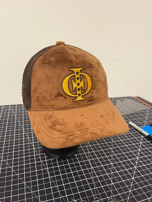 Iota Phi Theta Plush Trucker Hat – Suede Brown Edition