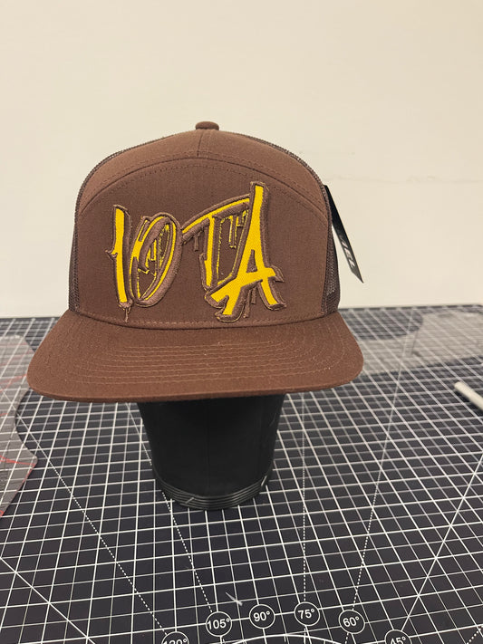 IOTA Graffiti Trucker Hat – Brown/Gold Edition