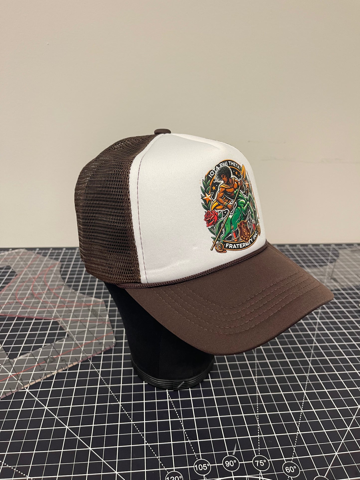Iota Centaur Legacy Trucker Hat – White/Brown Edition