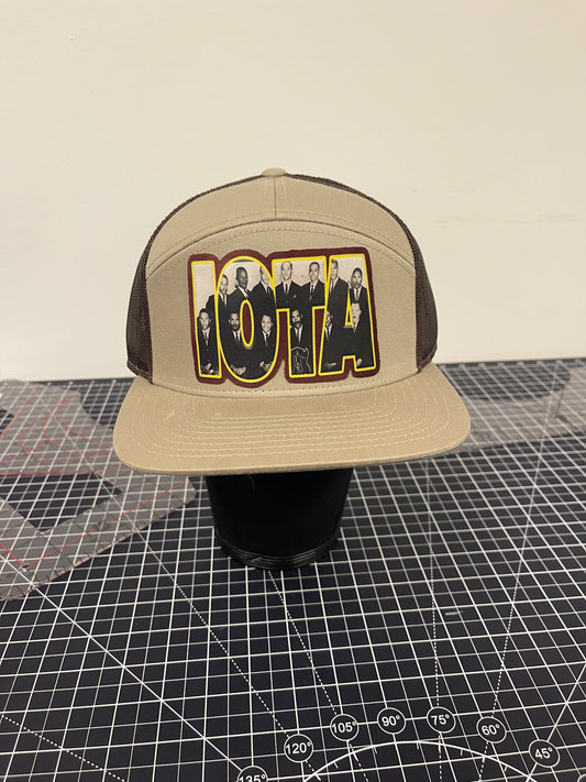 IOTA Founders Block Trucker Hat – Khaki/Brown Edition