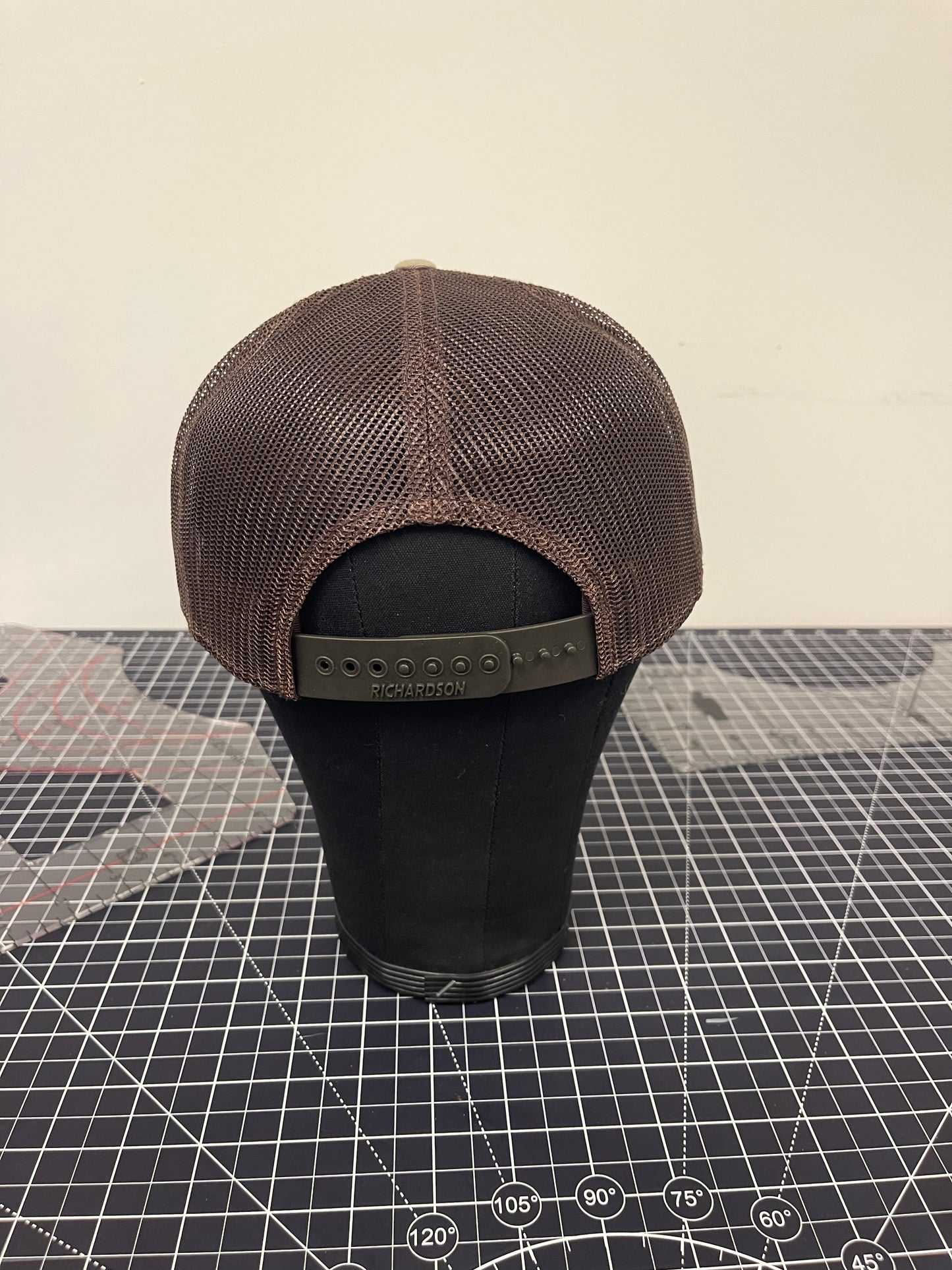 IOTA Founders Block Trucker Hat – Khaki/Brown Edition