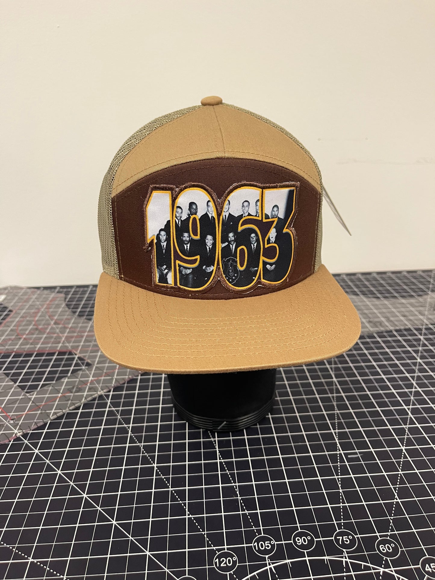 1963 Founders Tribute Trucker Hat – Khaki/Brown Edition