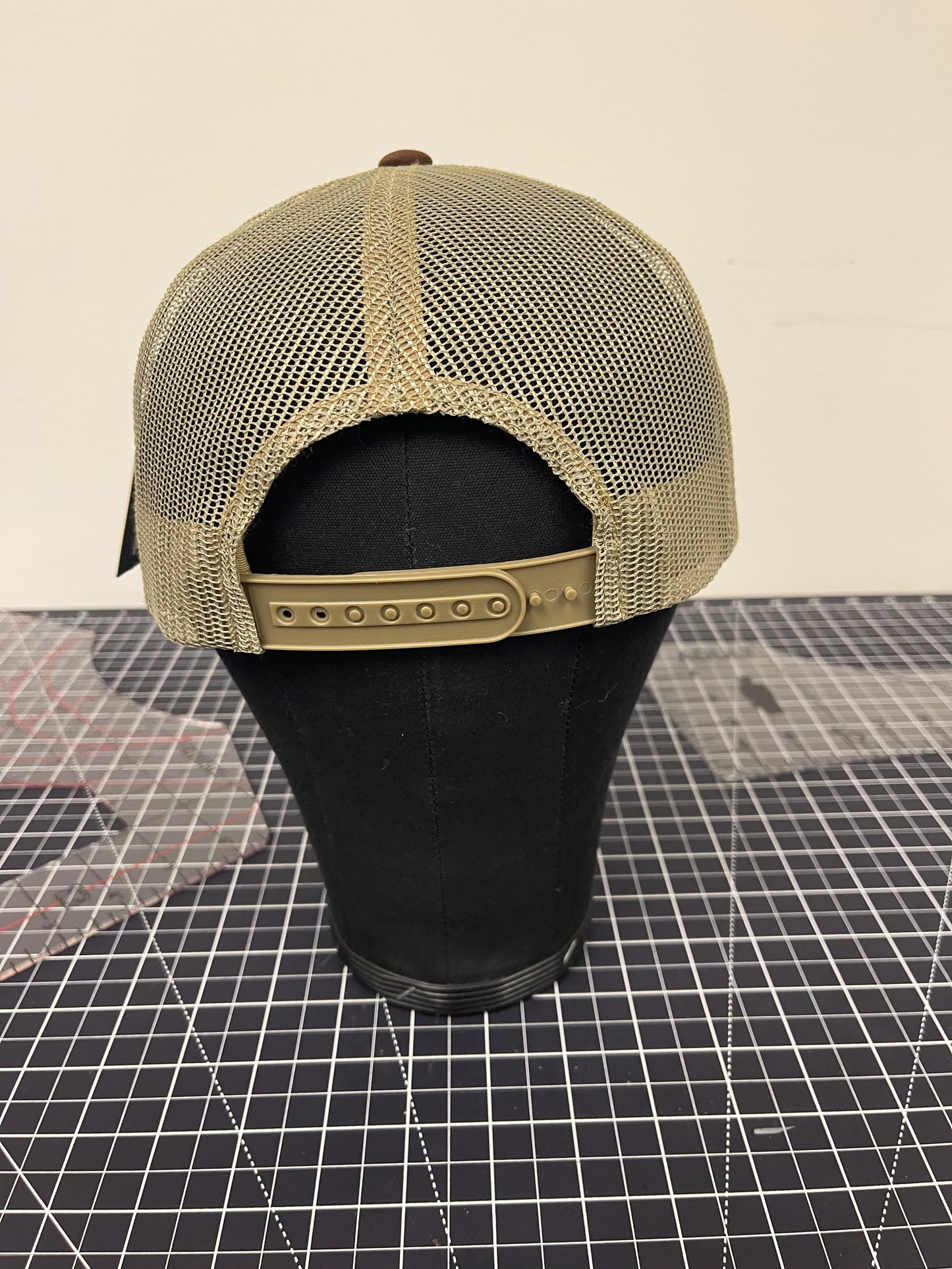 IOTA Founders Block Trucker Hat – Brown/Tan Edition