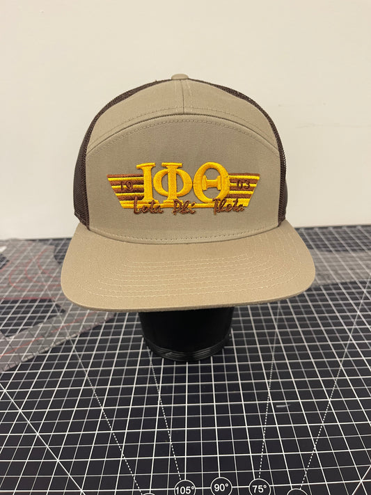 IΦΘ Wing Stripe Trucker Hat – Khaki/Brown Edition