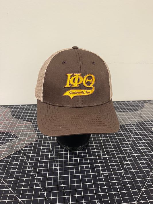 IΦΘ Fraternity Script Hat – Brown/Tan Edition